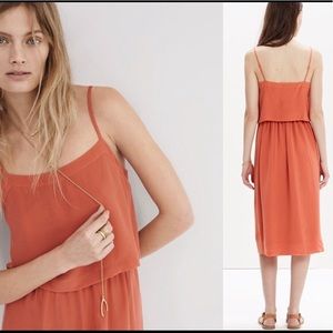 Madewell silk overlay dress in coral/salmon - 4